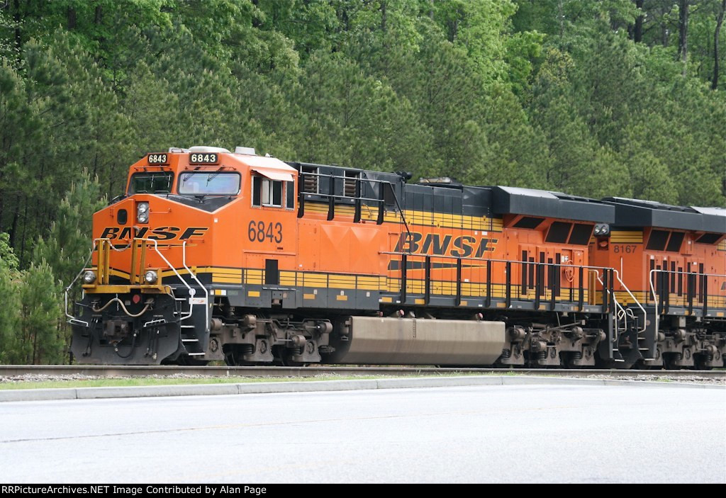 BNSF 6843 leads 8167 and 5097 in a quartet of units